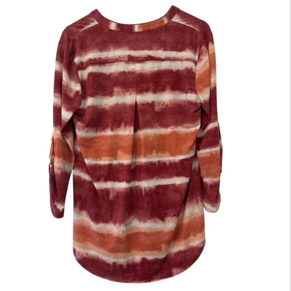 CATO Women's Large Pink Orange Stretch Tie Dye 3/4 Sleeve Casual Career Blouse - Picture 5 of 5
